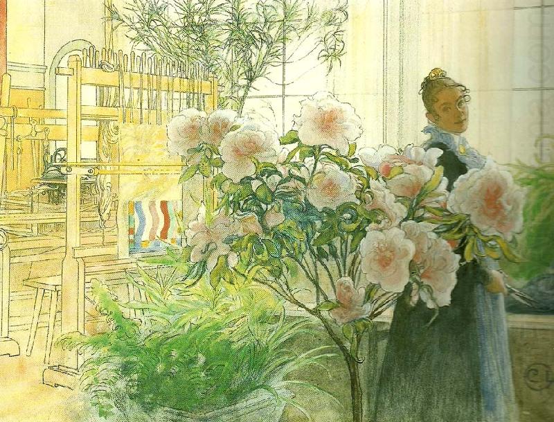 Carl Larsson azalea-karin med azalea china oil painting image